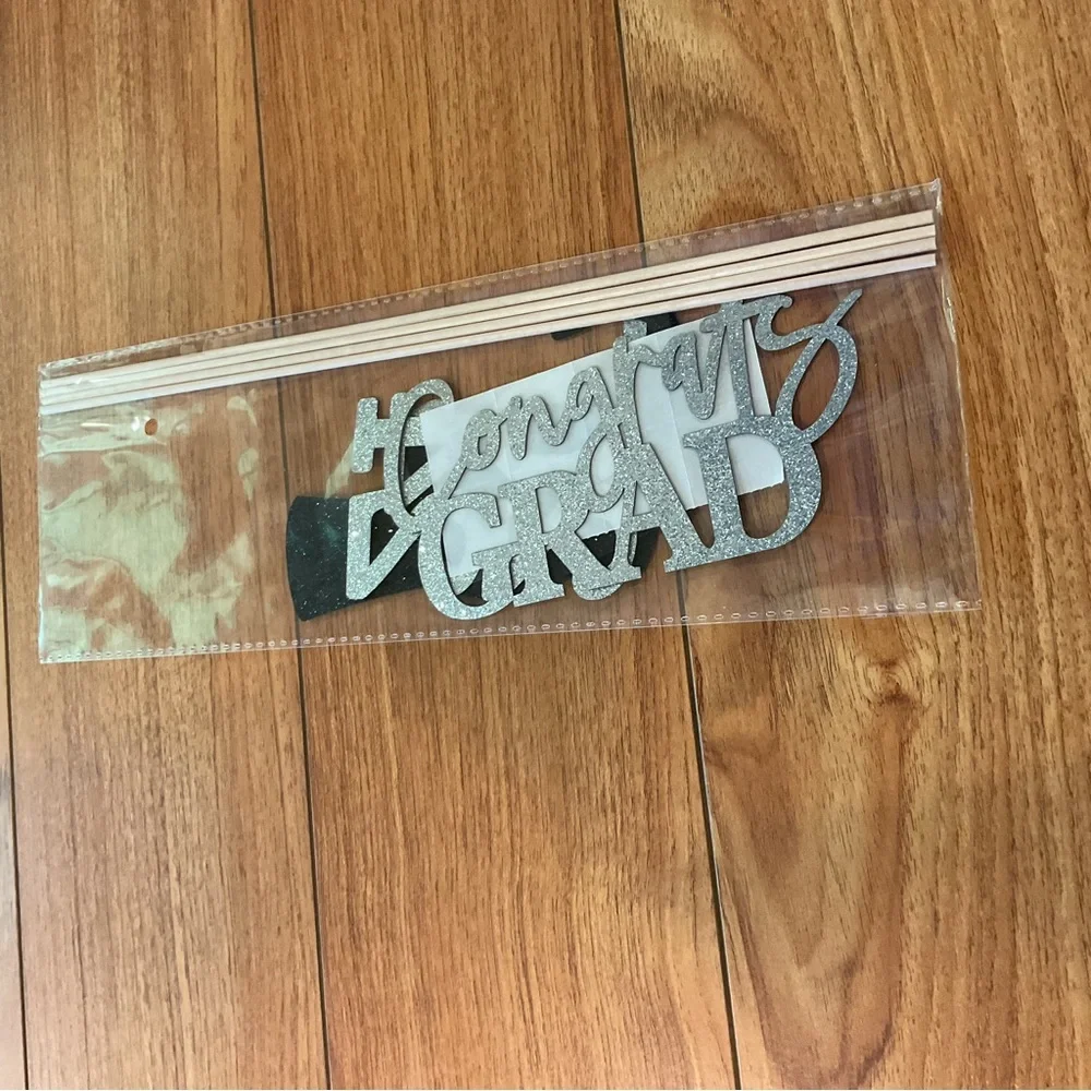 3 pack of Graduation Cake/Cupcake Toppers in Black and Silver